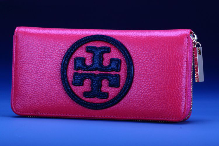 Tory Burch Stacked Logo Zip Around Continental Wallet Rose